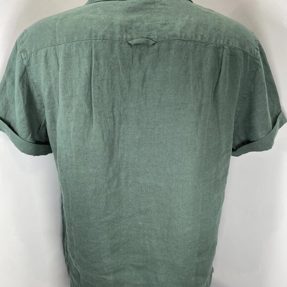 Alex Mill Men’s Camp Shirt Size L Pine Grove Green Linen Button-Down - Picture 8 of 10
